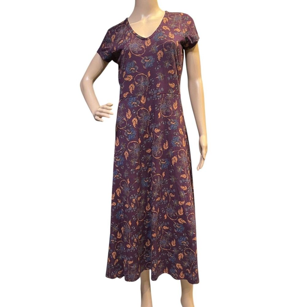 Peruvian Connection Purple Floral Maxi A-Line Dress Sz S NWOT